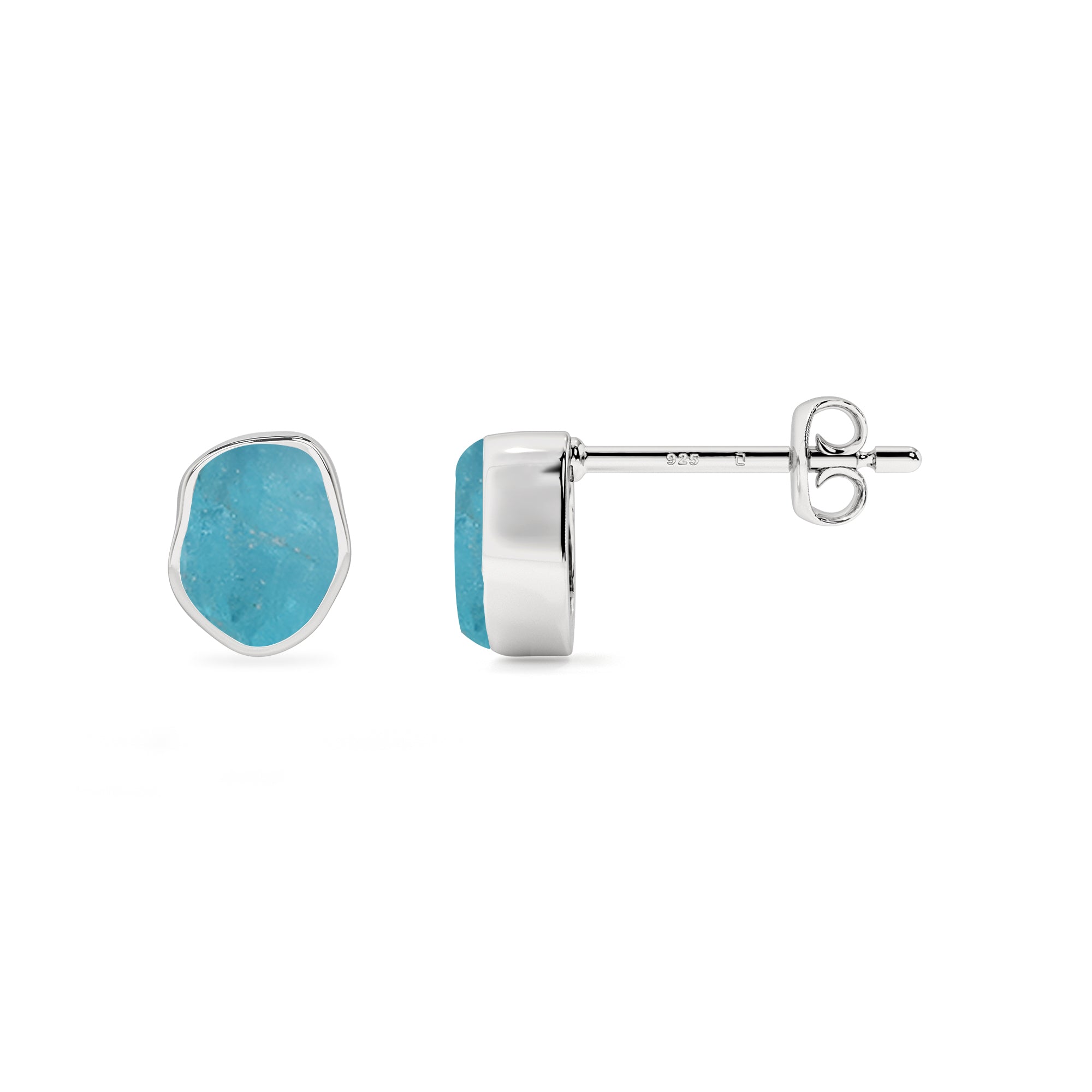 natural paraiba apatite rough shape stud earrings