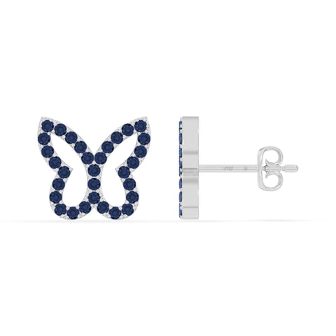 natural blue-sapphire butterfly stud earrings in sterling silver 