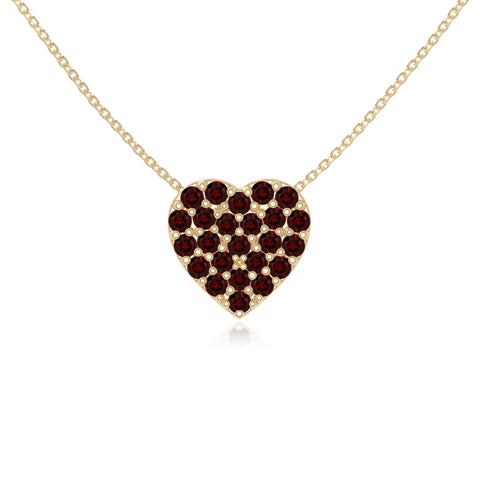 natural garnet studded heart necklaces in yellow gold vermeil 