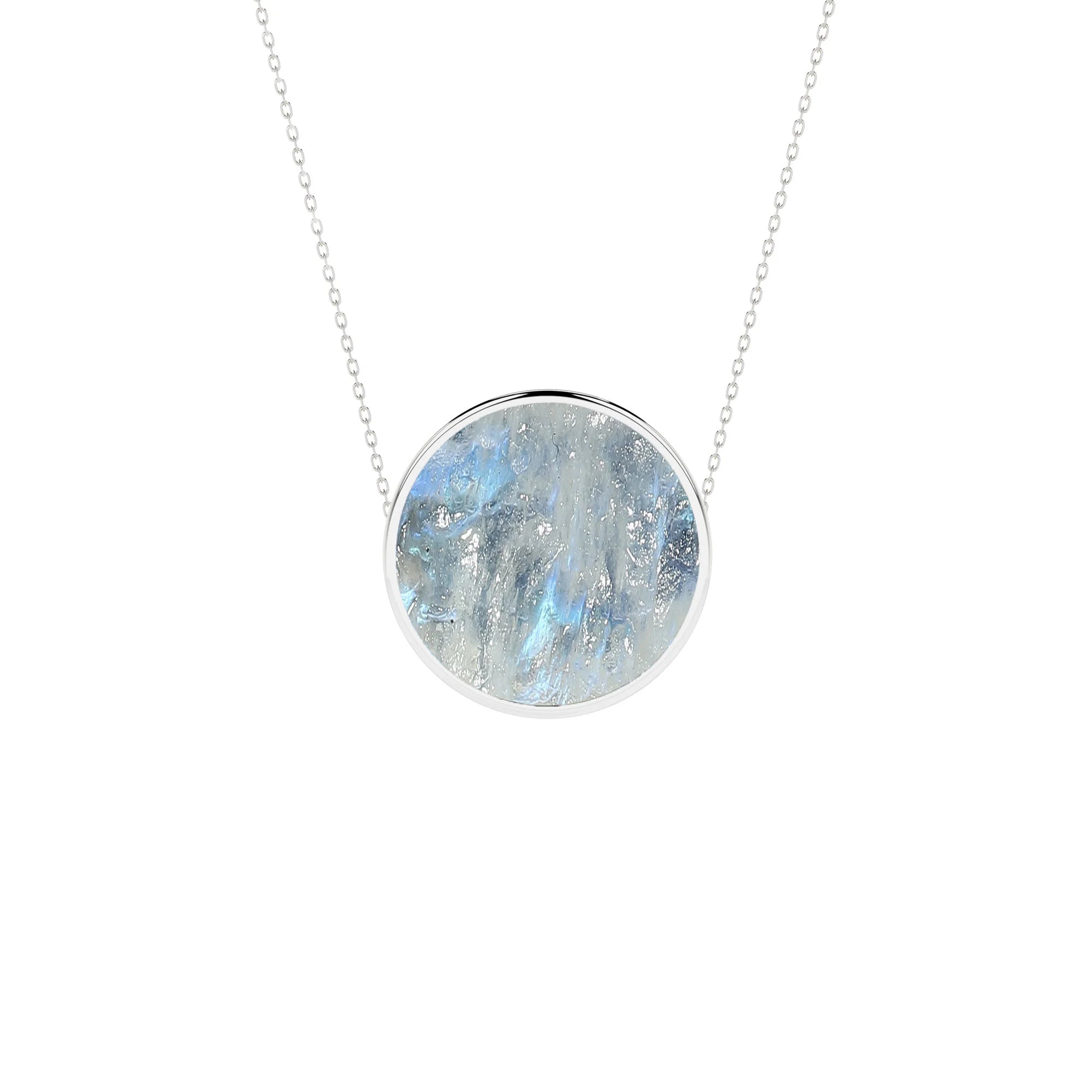 natural rainbow-moonstone round shape pendant necklace
