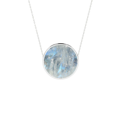 natural rainbow-moonstone round shape pendant necklace