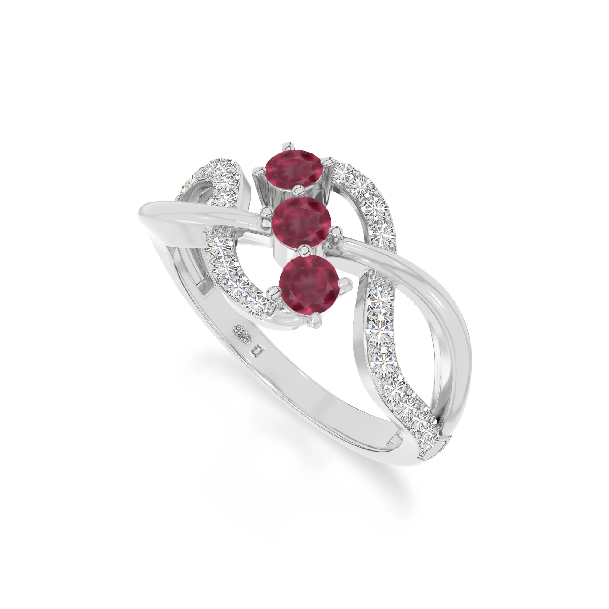 natural ruby infinity promise rings in sterling silver 