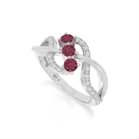 natural ruby infinity promise rings in sterling silver 