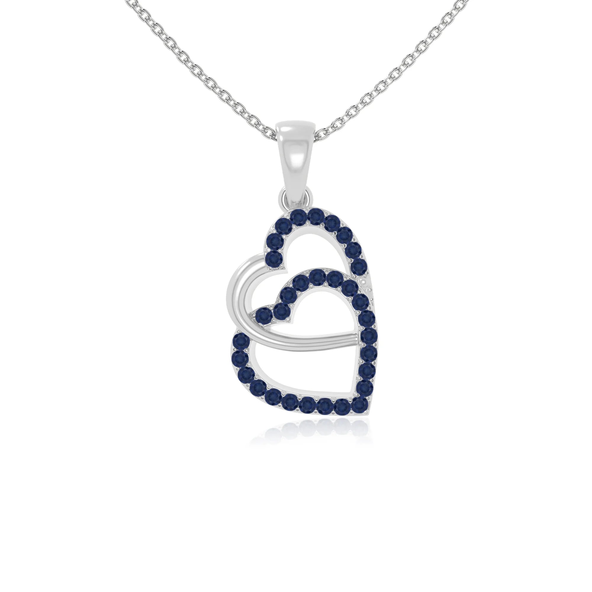 natural blue-sapphire heart in heart necklaces in sterling silver 