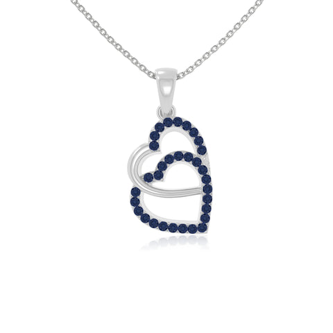 natural blue-sapphire heart in heart necklaces in sterling silver 