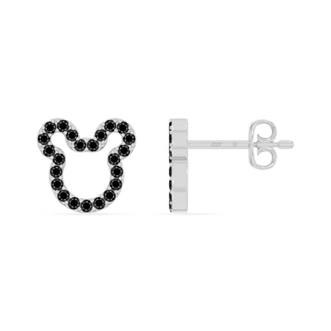 natural black-onyx mouse stud earrings in sterling silver 