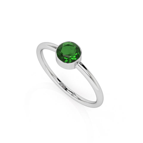 chrome diopside round cut stackable bezel-set ring