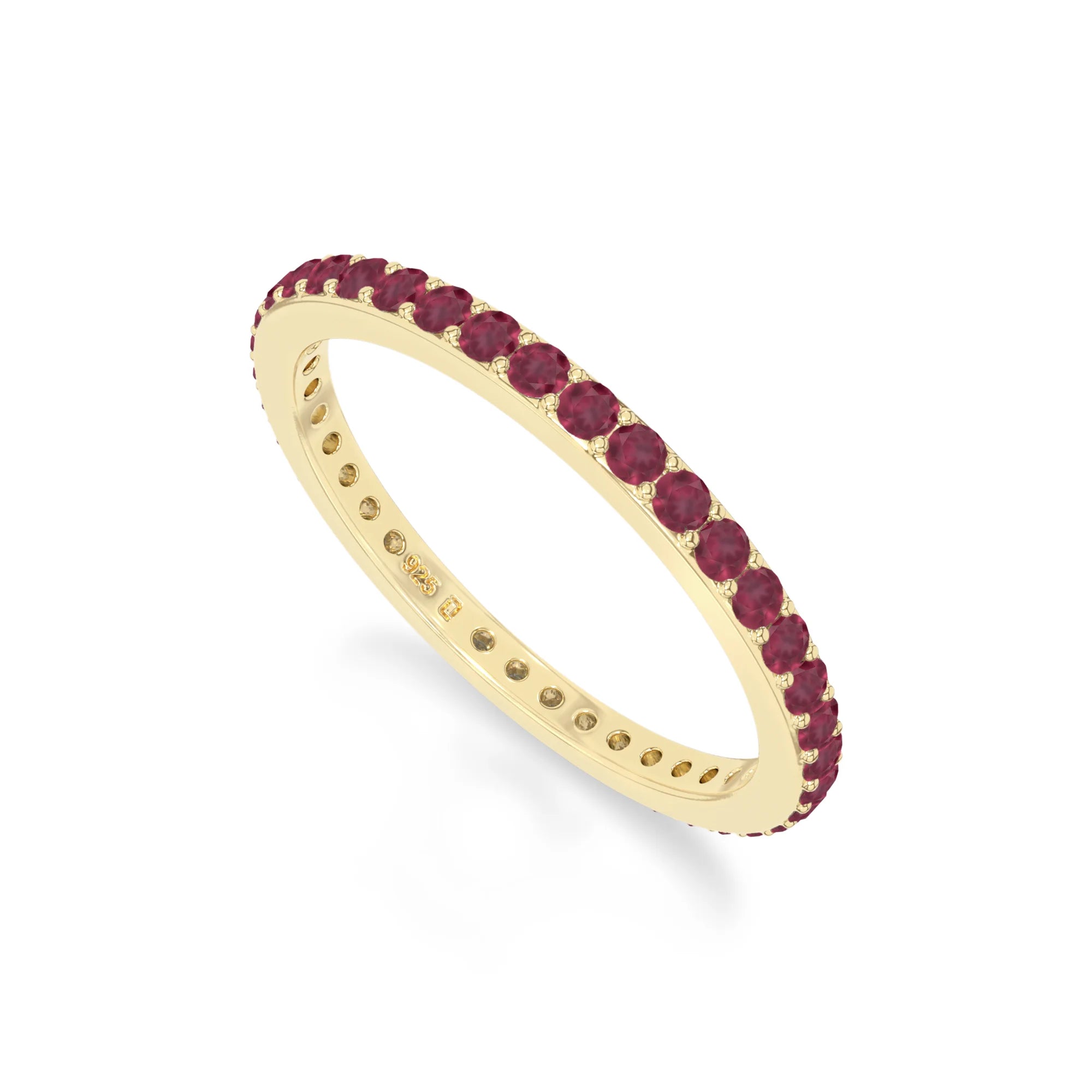 natural ruby eternity band rings in yellow gold vermeil