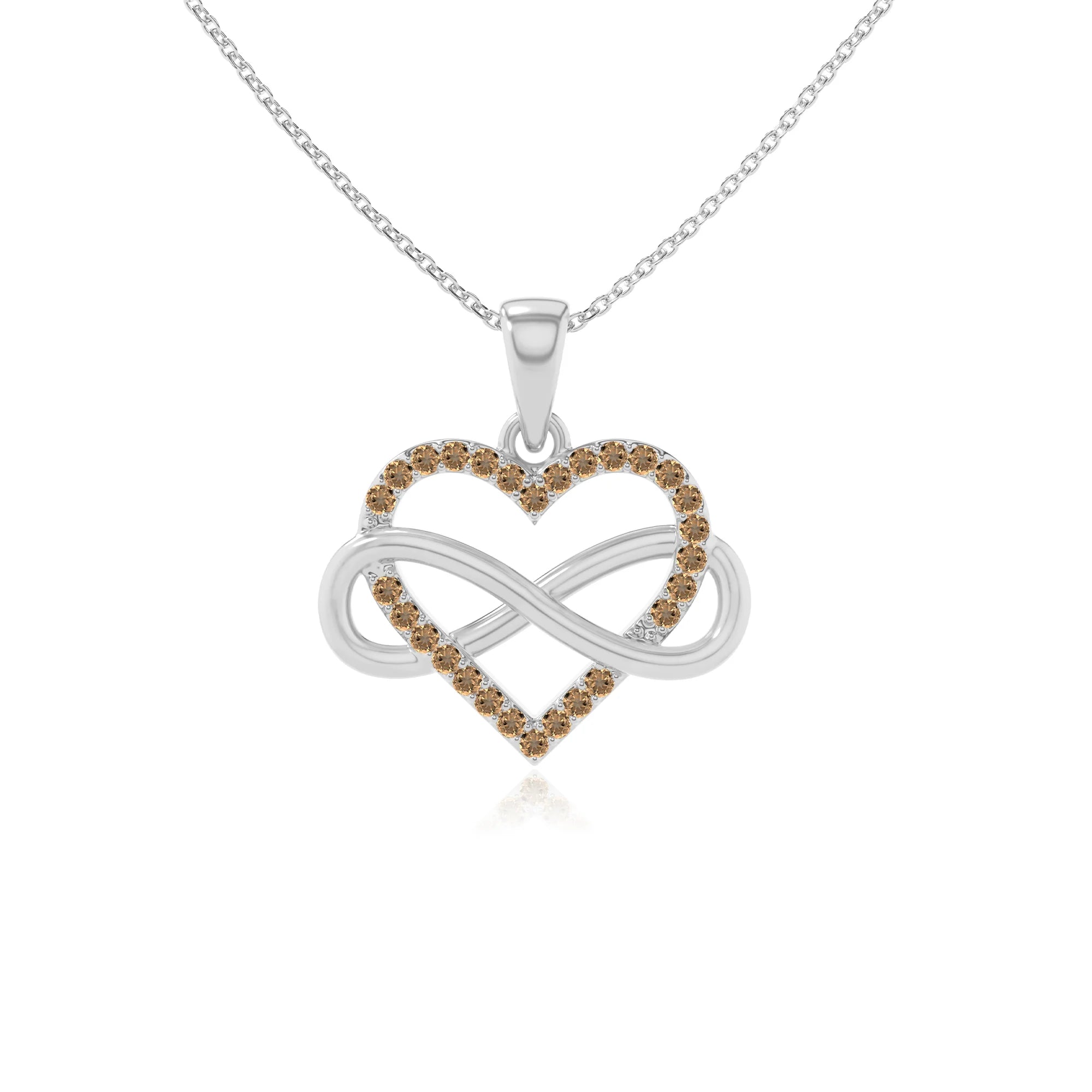 natural citrine infinity heart necklaces in sterling silver 