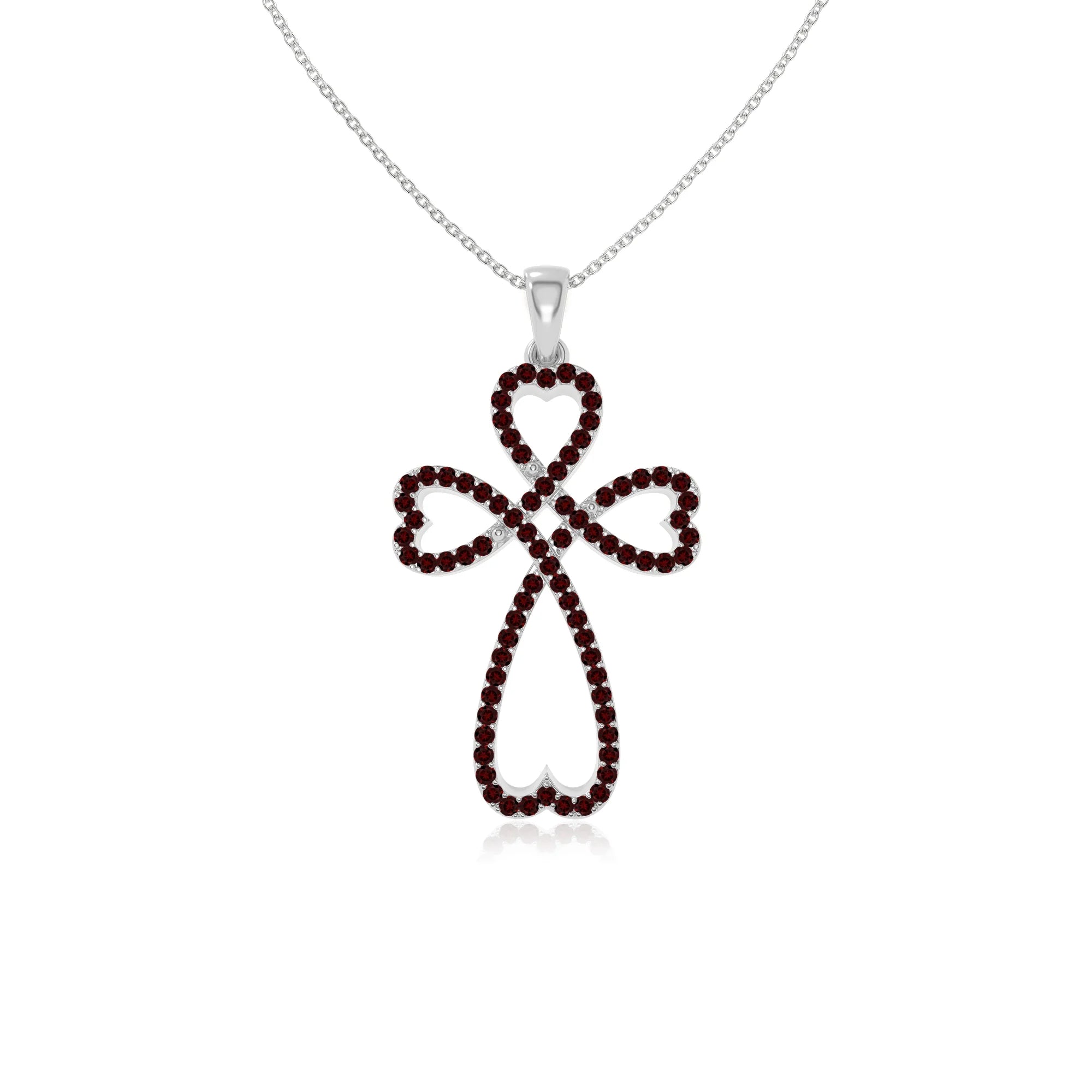 natural garnet infinity cross necklaces in sterling silver 
