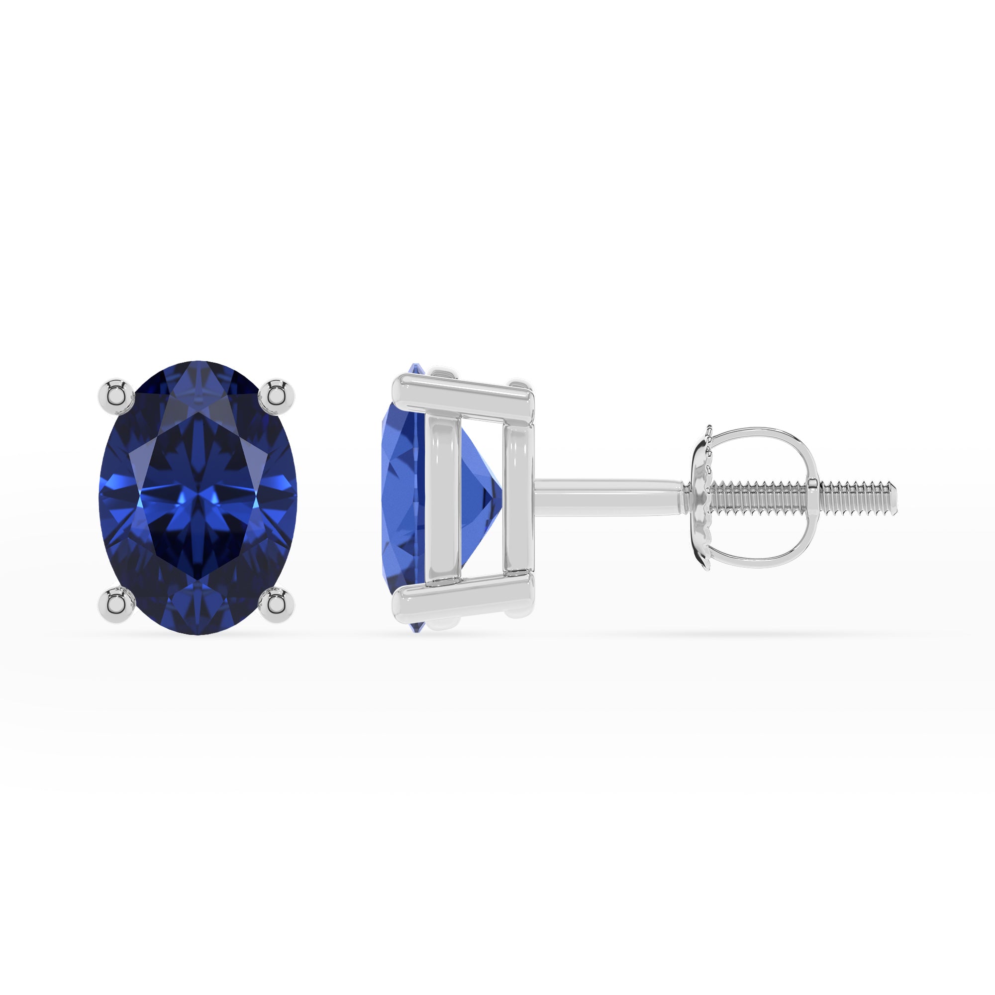 lab grown blue sapphire oval stud earrings 