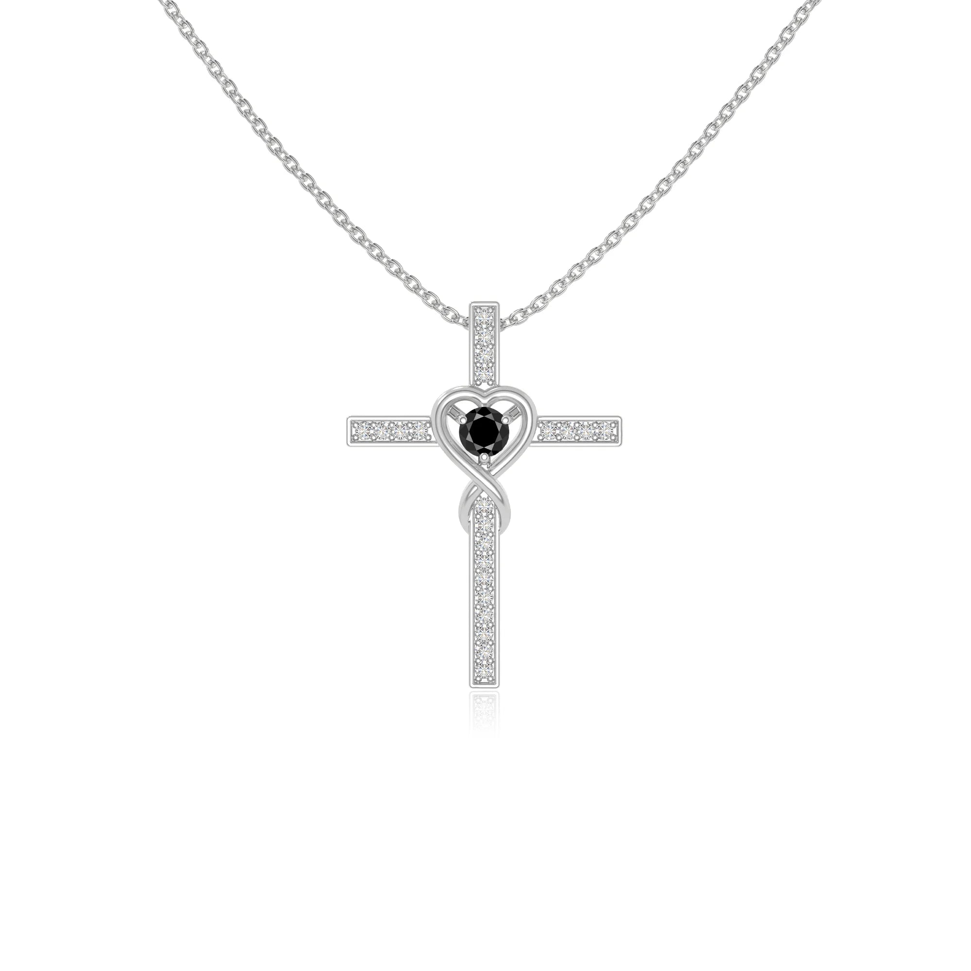 natural black-onyx infinity cross necklaces in sterling silver 