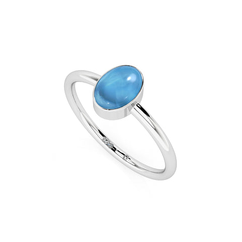 larimar oval cab stackable bezel-set ring