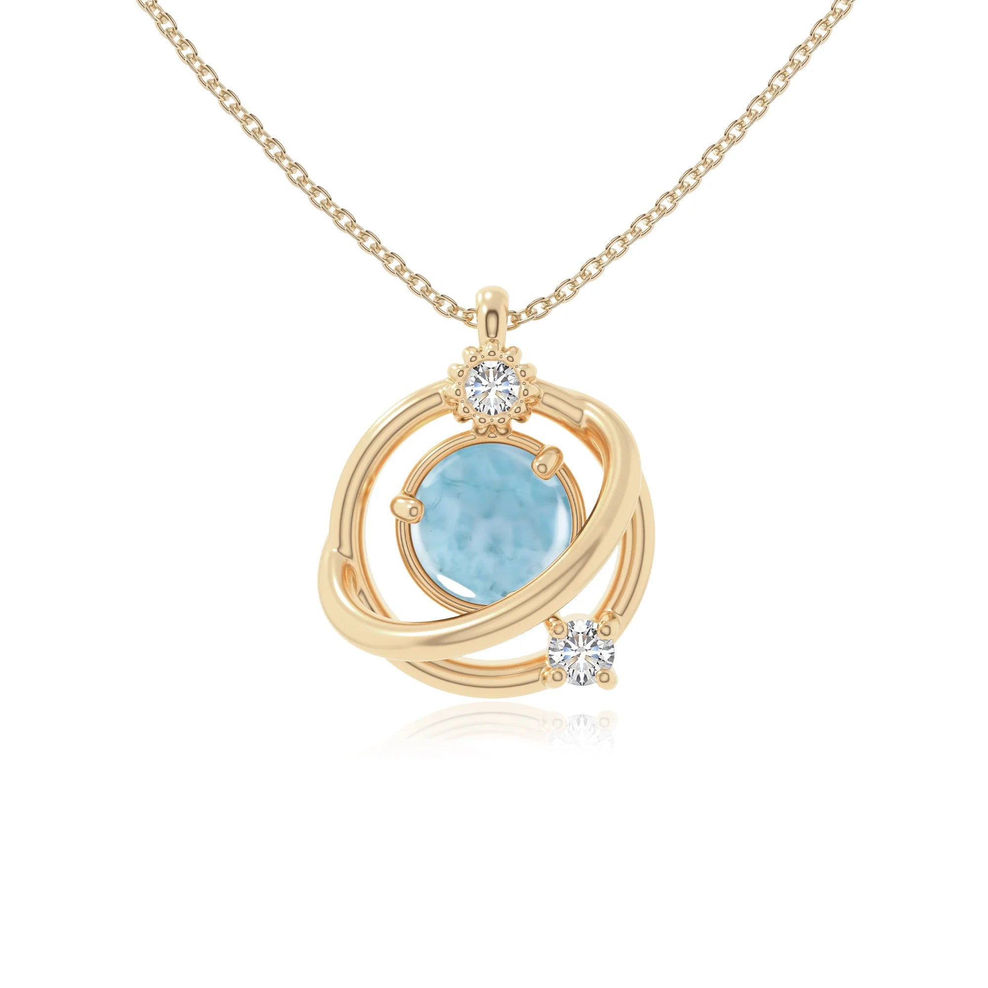 natural larimar galaxy necklaces in yellow gold vermeil 