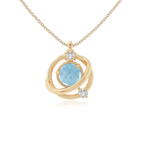 natural larimar galaxy necklaces in yellow gold vermeil 