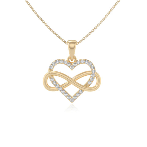 moissanite infinity heart necklaces in yellow gold vermeil 