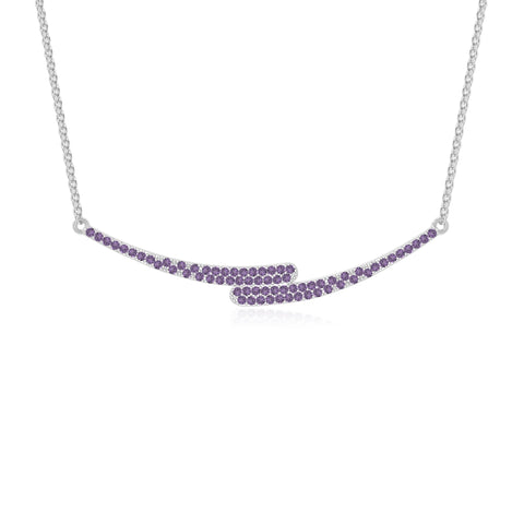 natural amethyst bypass curved bar necklaces in sterling silver 