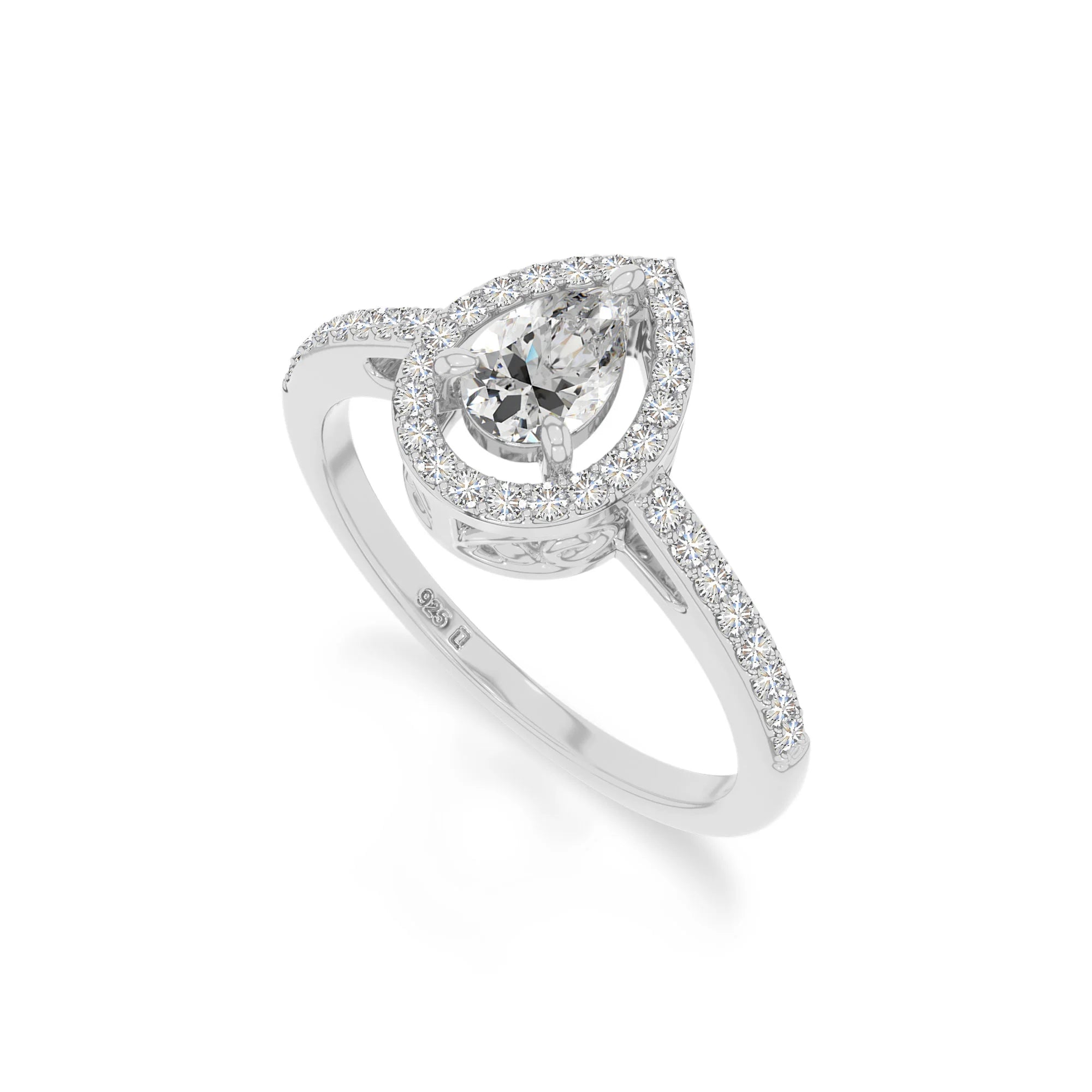 natural moissanite solitaire halo engagement rings in sterling silver 