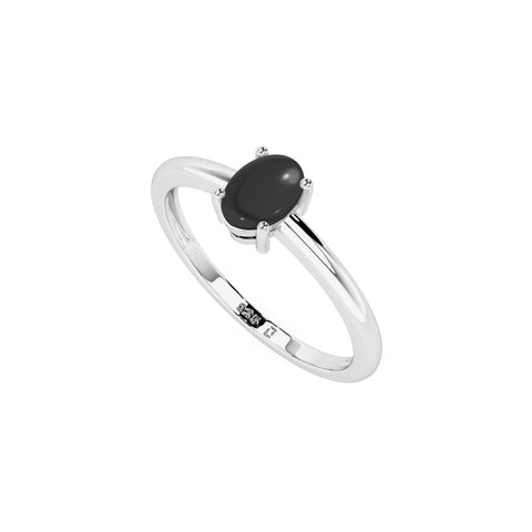 black onyx oval cab stackable prong-set ring