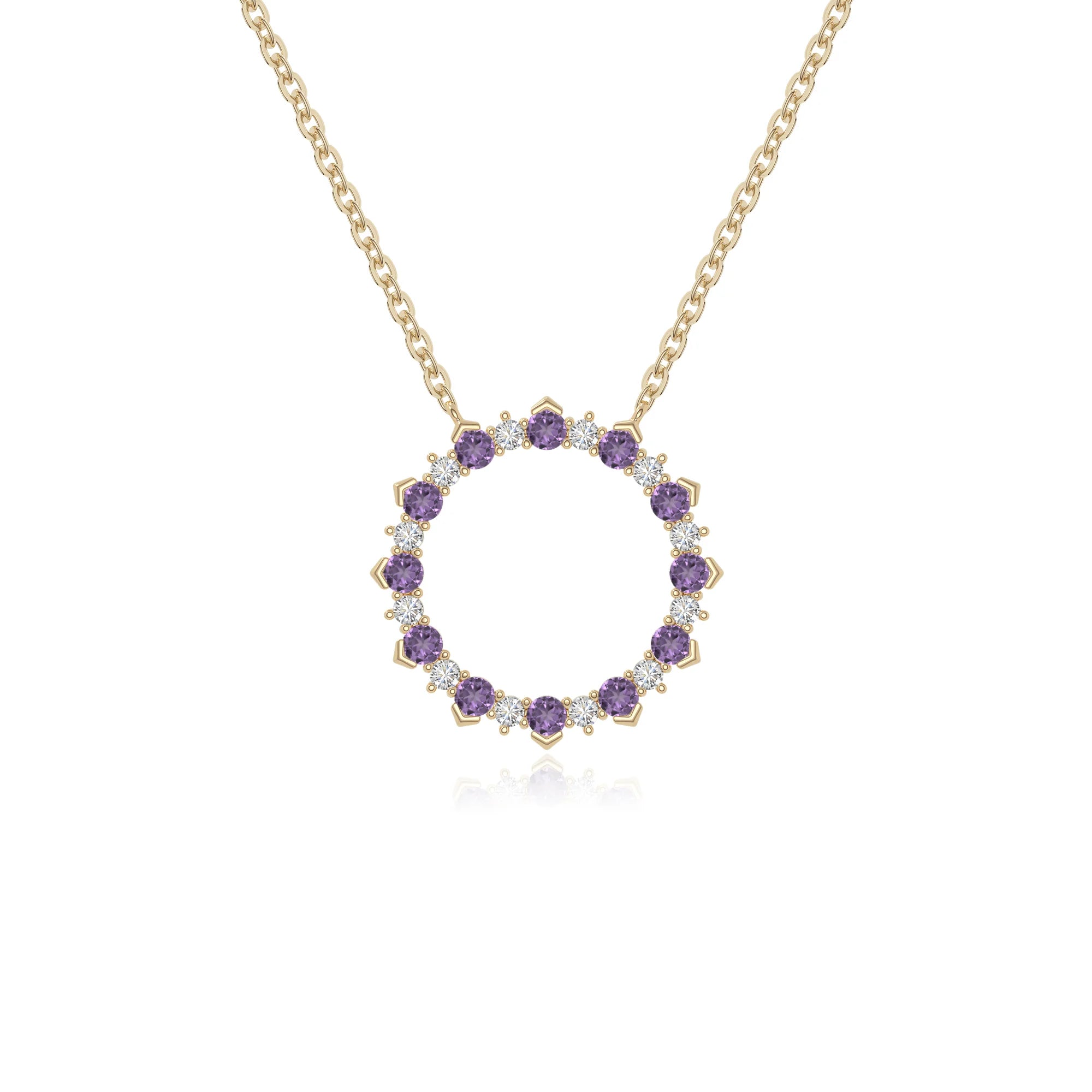 natural amethyst sun necklaces in yellow gold vermeil 
