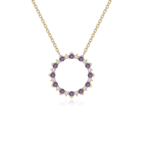 natural amethyst sun necklaces in yellow gold vermeil 