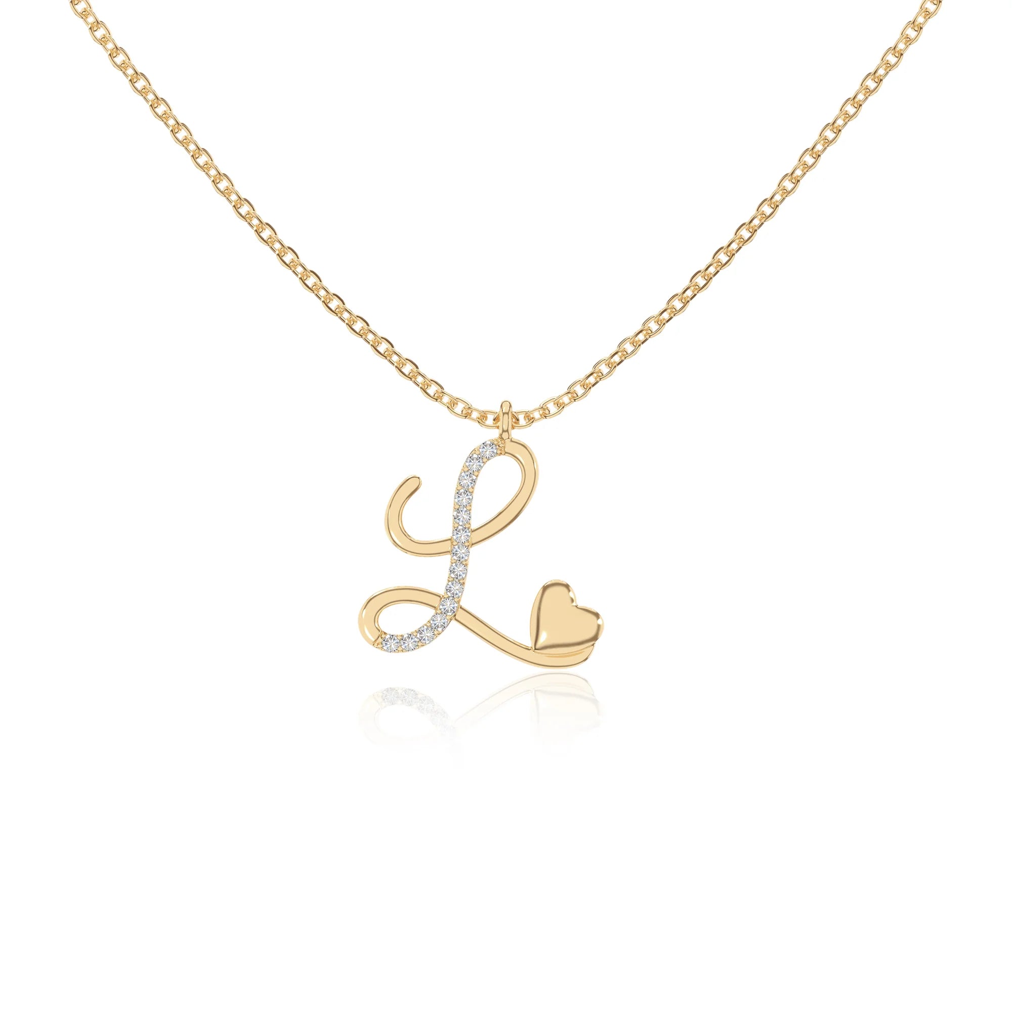 moissanite Initials necklaces in yellow gold vermeil 