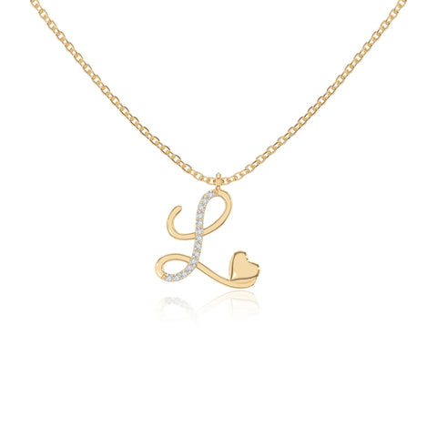 moissanite Initials necklaces in yellow gold vermeil 