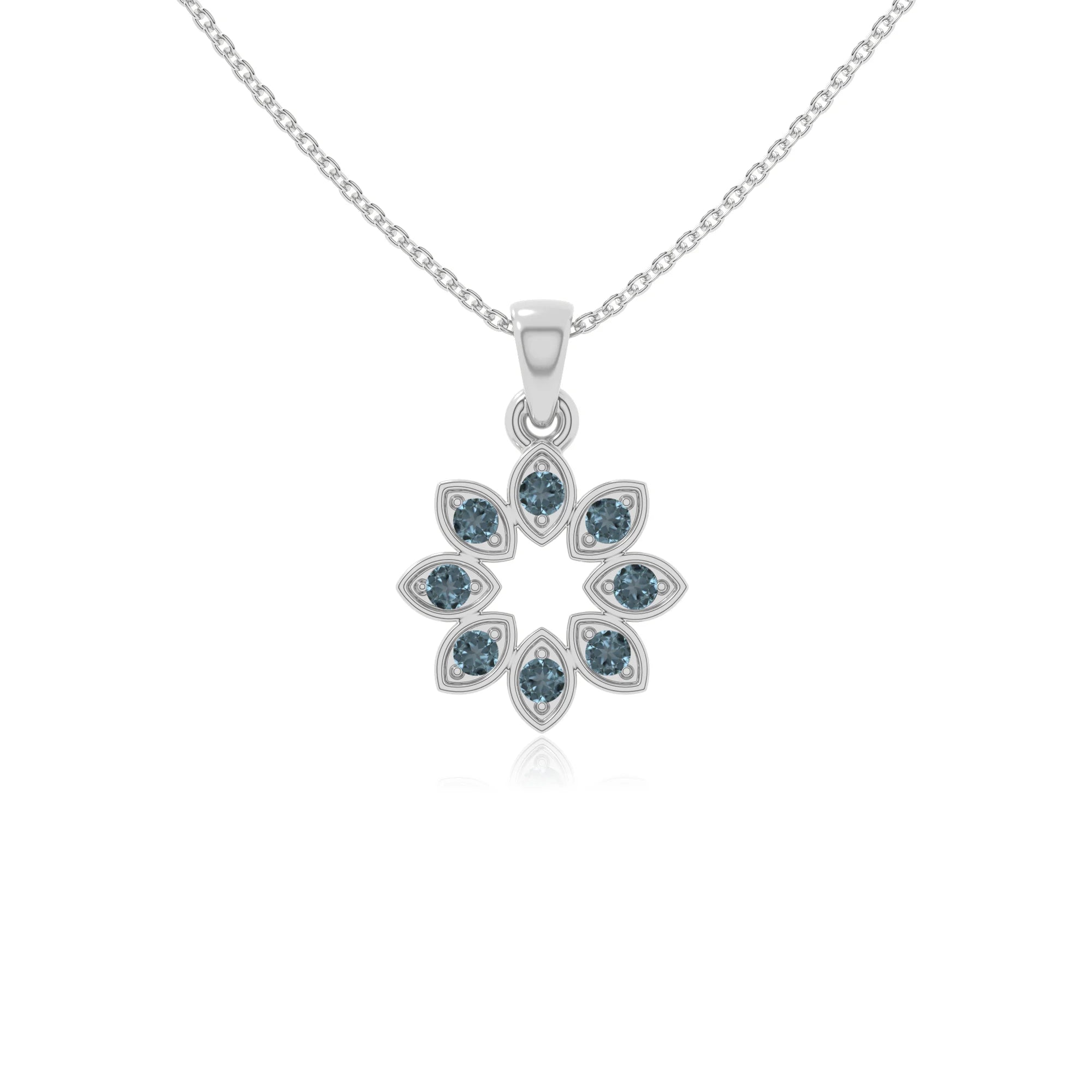 natural london-blue-topaz flower necklaces in sterling silver 