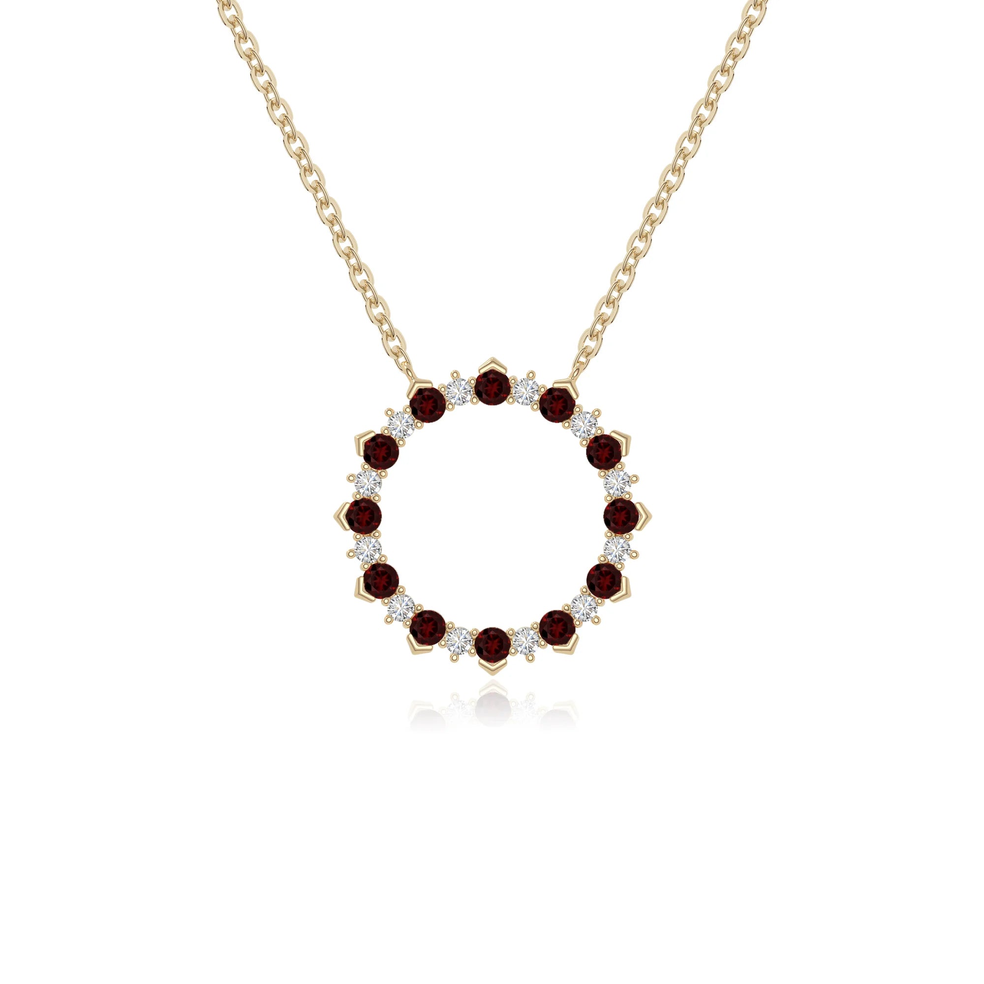 natural garnet sun necklaces in yellow gold vermeil 