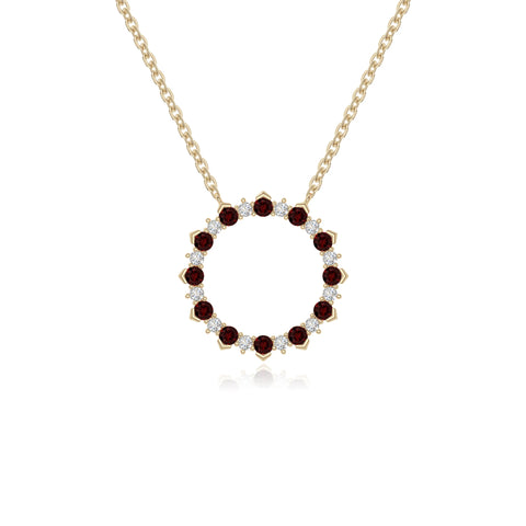 natural garnet sun necklaces in yellow gold vermeil 