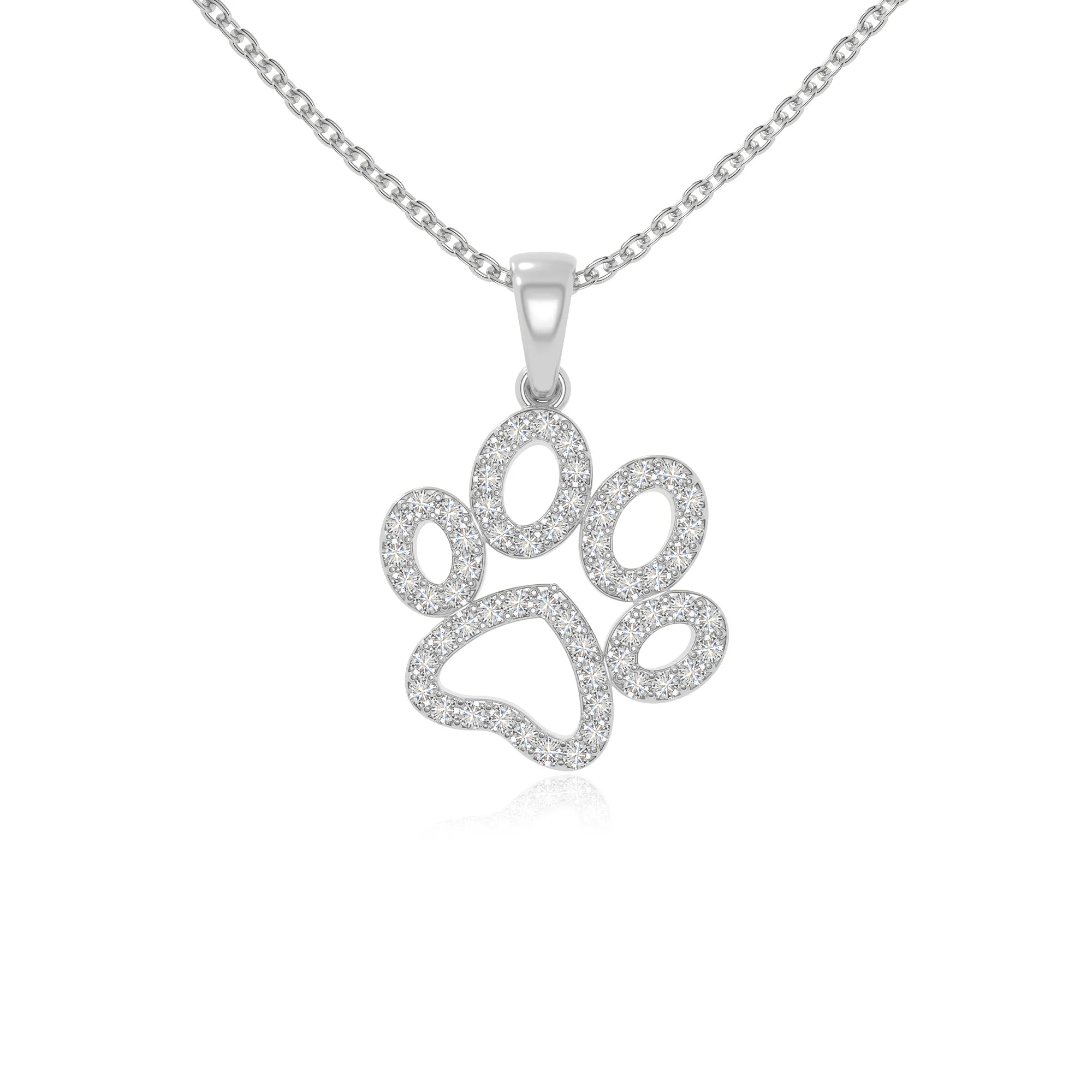 moissanite dog paw knot necklaces in sterling silver 