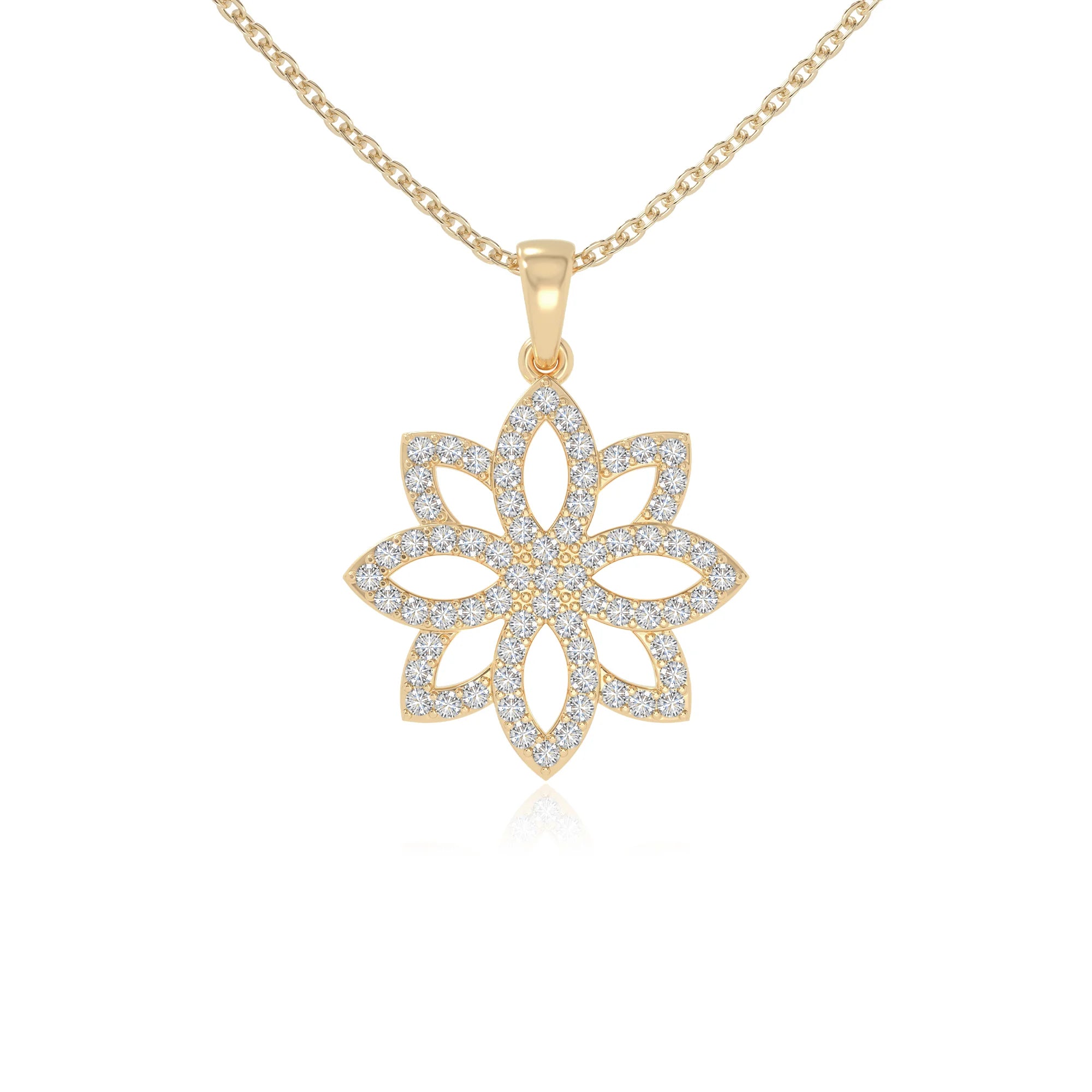 moissanite flower necklaces in yellow gold vermeil 
