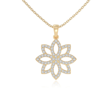moissanite flower necklaces in yellow gold vermeil 