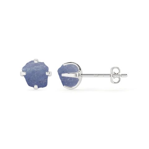 natural tanzanite rough shape stud earrings