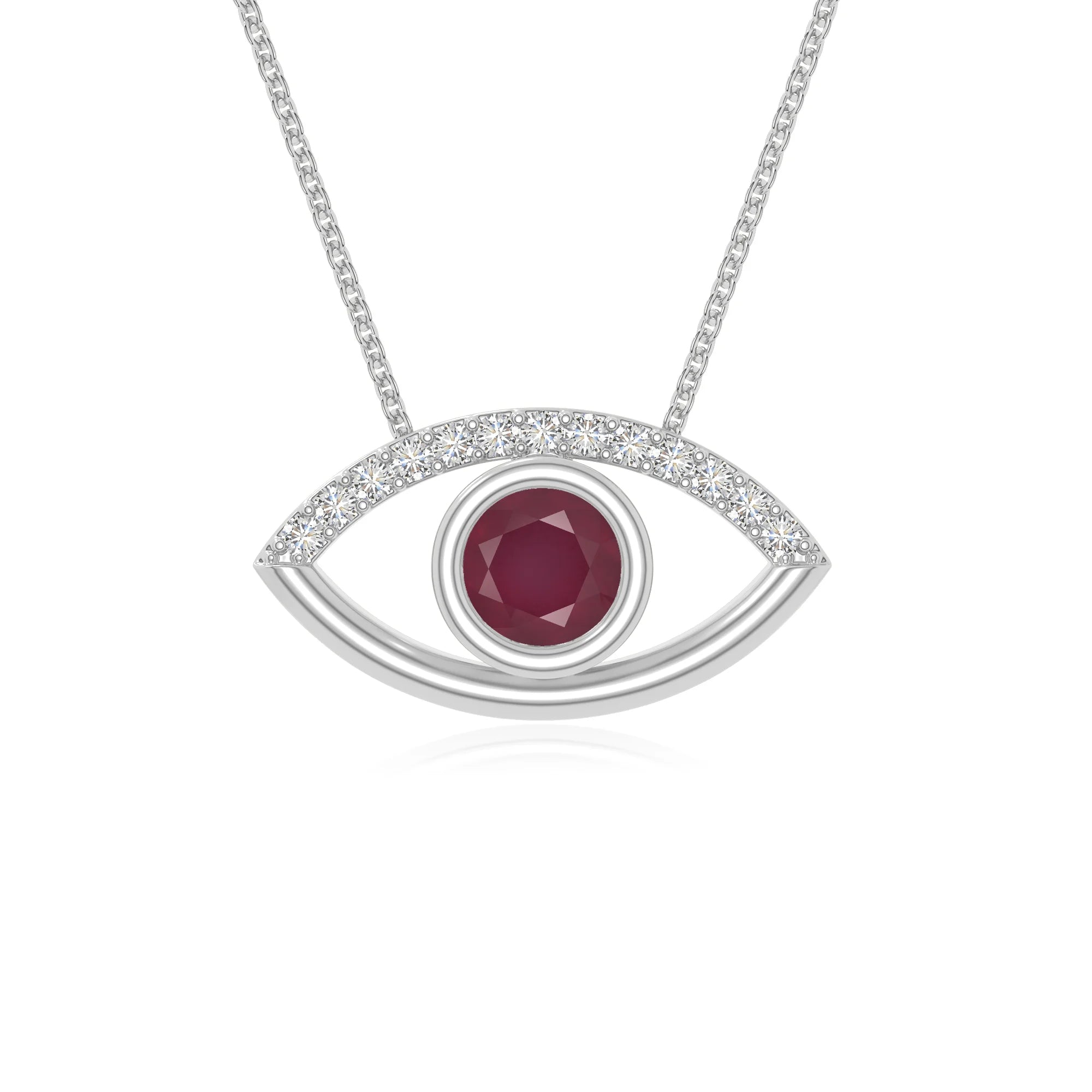 natural ruby evil eye necklaces in sterling silver 