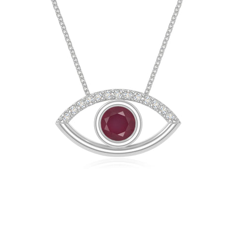 natural ruby evil eye necklaces in sterling silver 