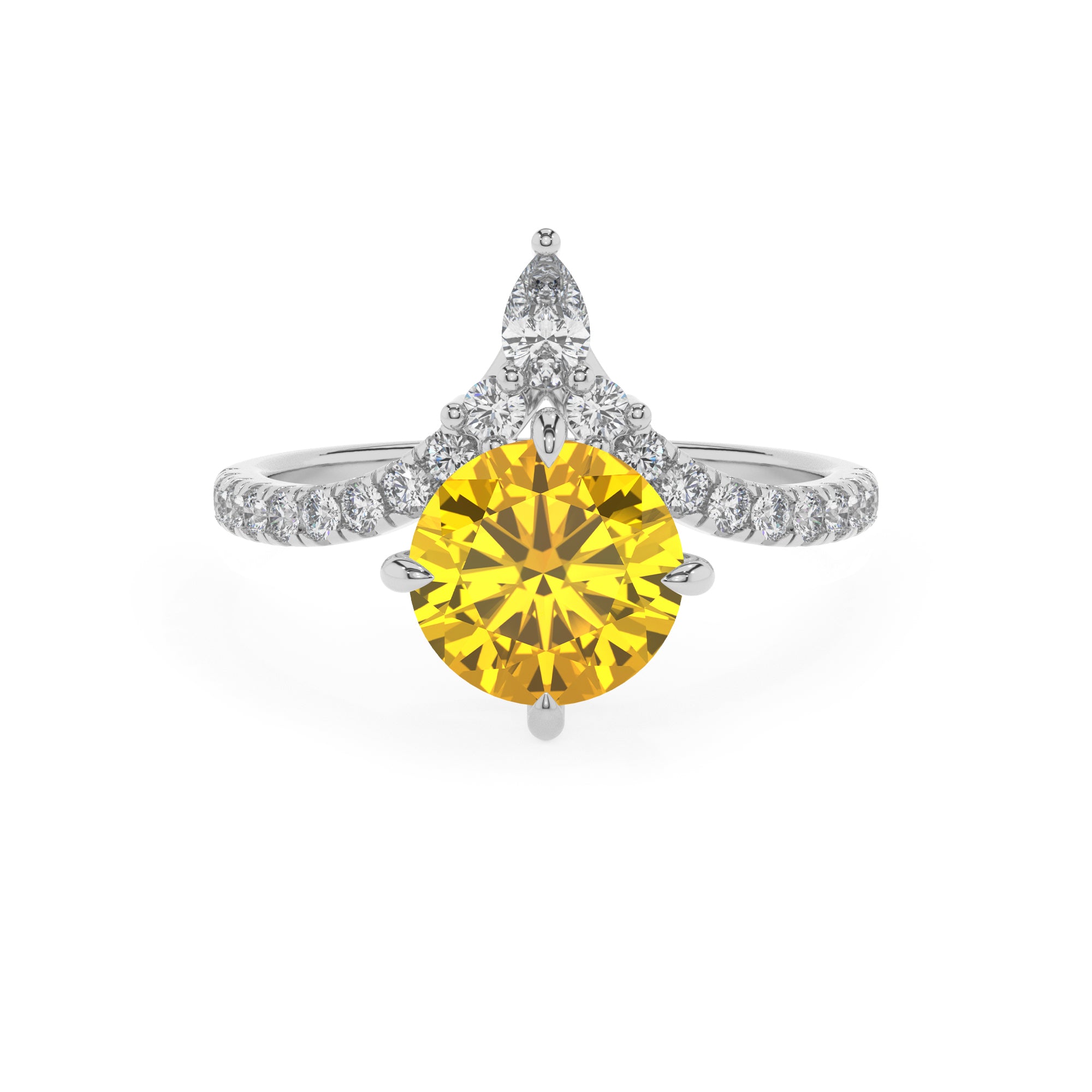 lab-grown yellow-sapphire round solitaire engagement ring