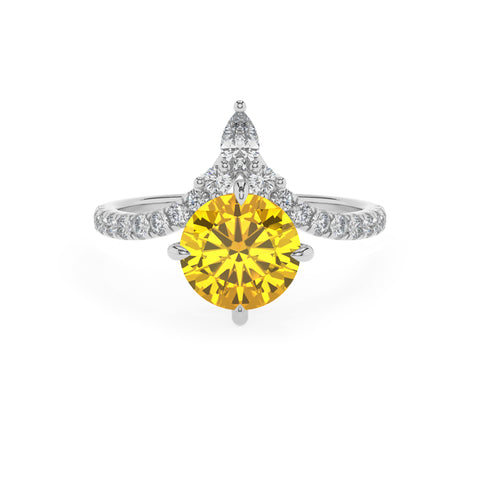 lab-grown yellow-sapphire round solitaire engagement ring