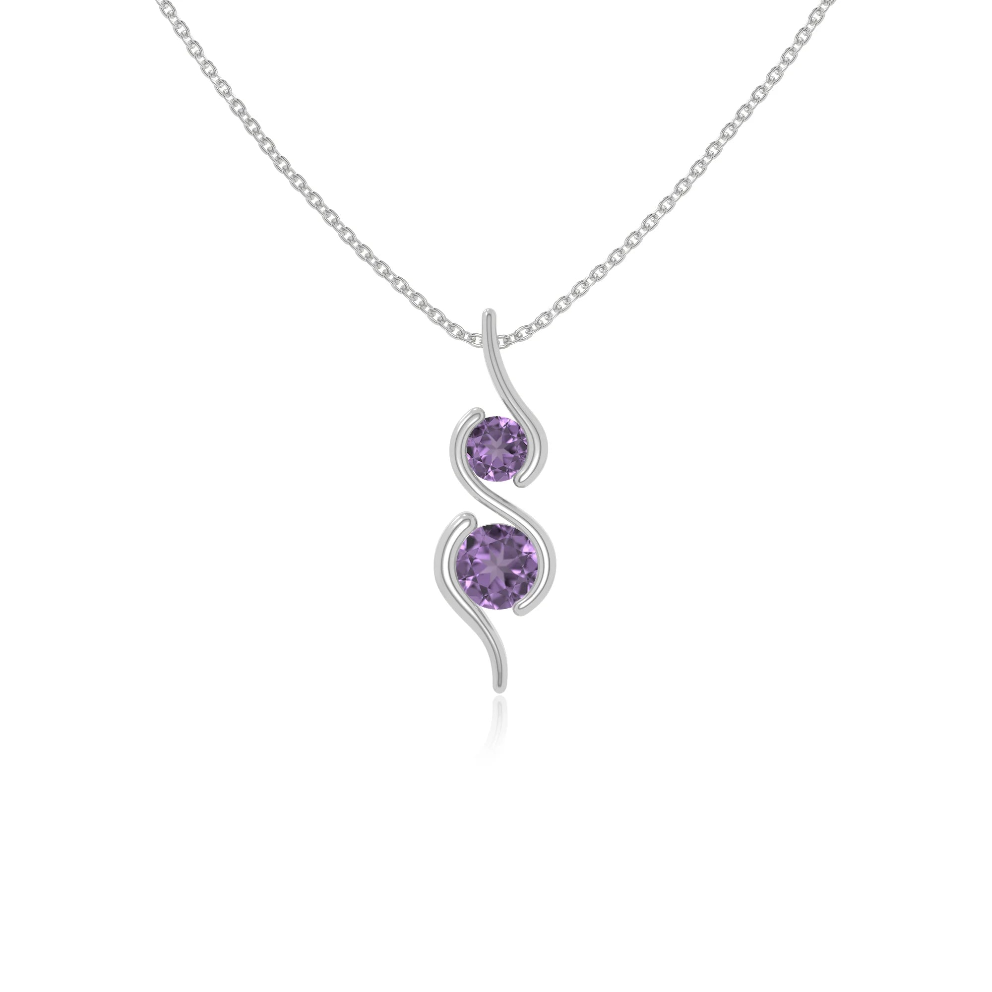 natural amethyst 2 stone infinity necklaces in sterling silver 