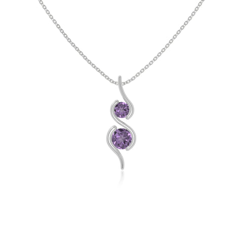 natural amethyst 2 stone infinity necklaces in sterling silver 