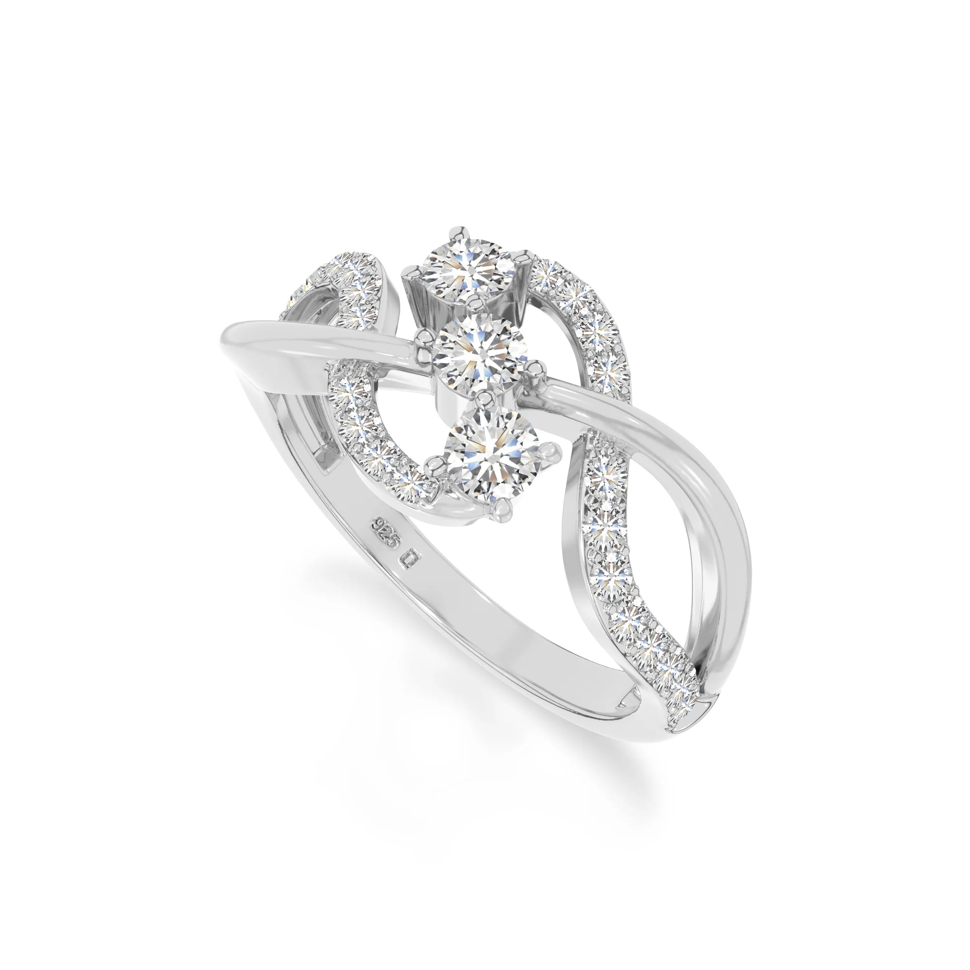 natural moissanite infinity promise rings in sterling silver 