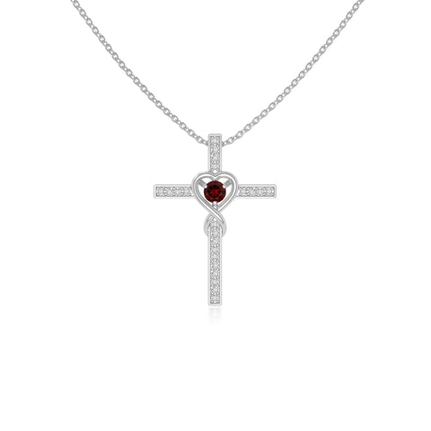 natural garnet infinity cross necklaces in sterling silver 