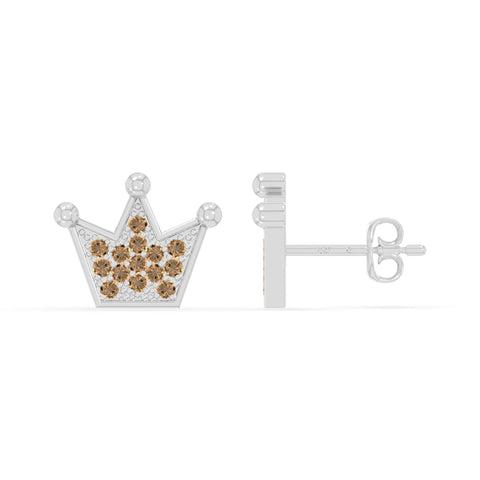 natural citrine crown stud earrings in sterling silver 