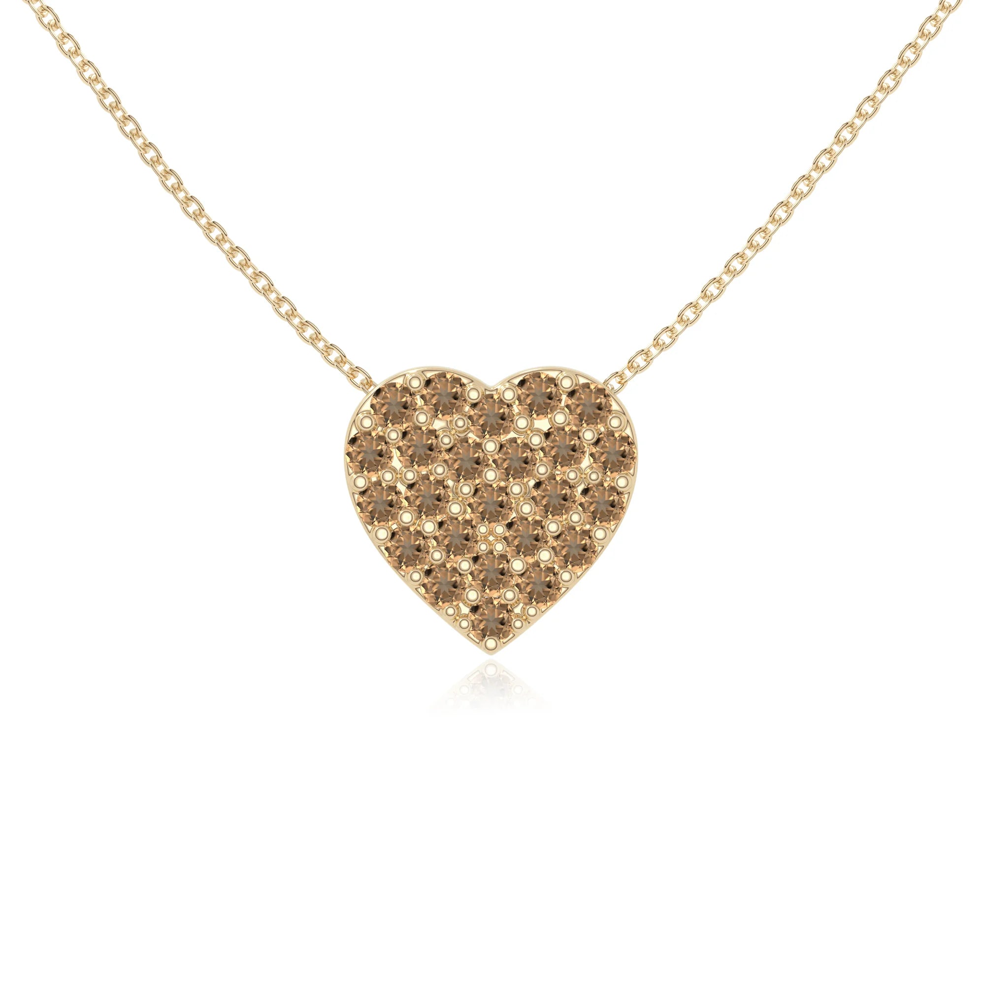 natural citrine studded heart necklaces in yellow gold vermeil 