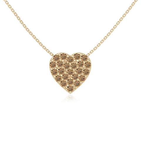 natural citrine studded heart necklaces in yellow gold vermeil 