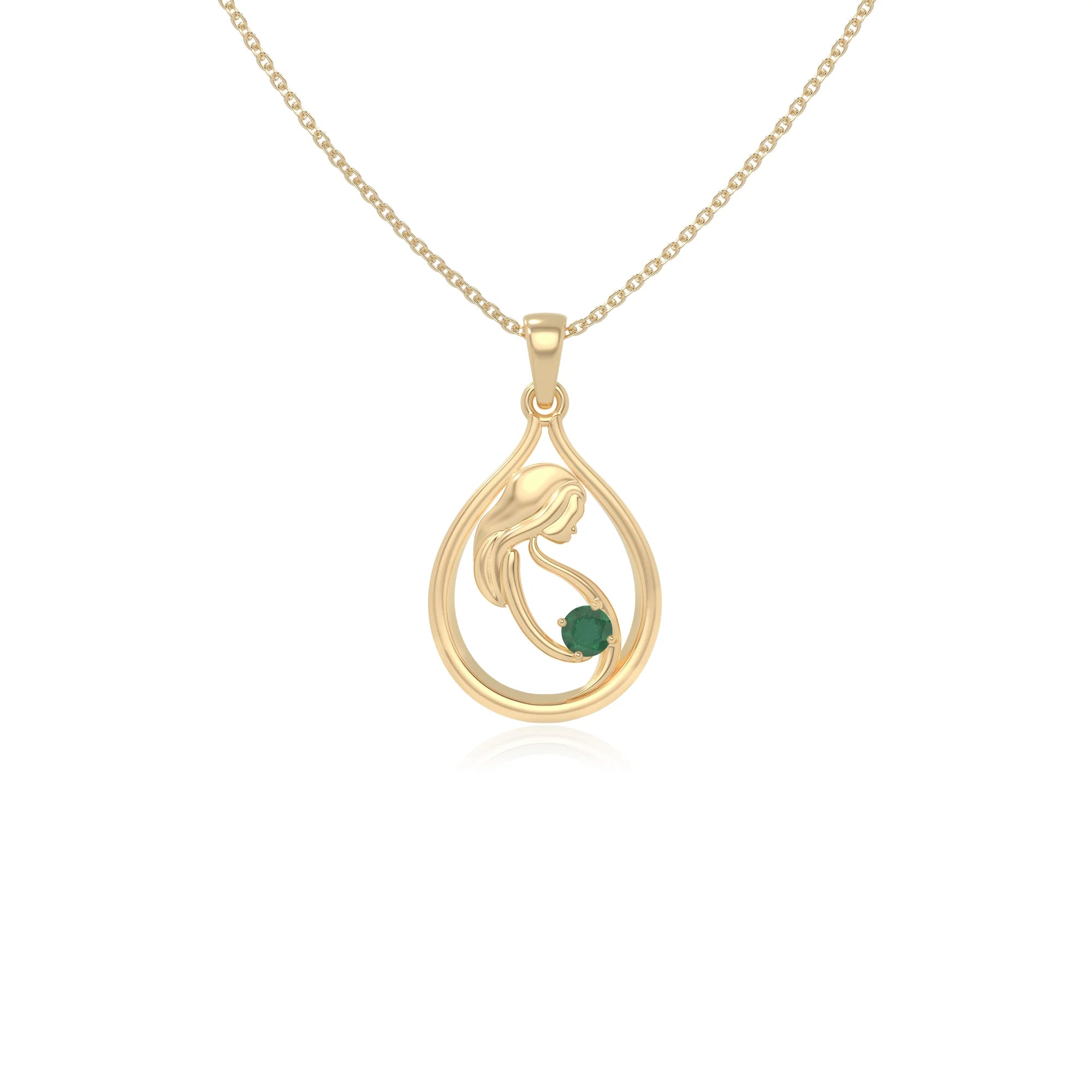 natural emerald mom to be necklaces in yellow gold vermeil 