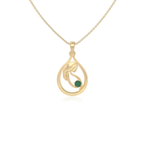 natural emerald mom to be necklaces in yellow gold vermeil 