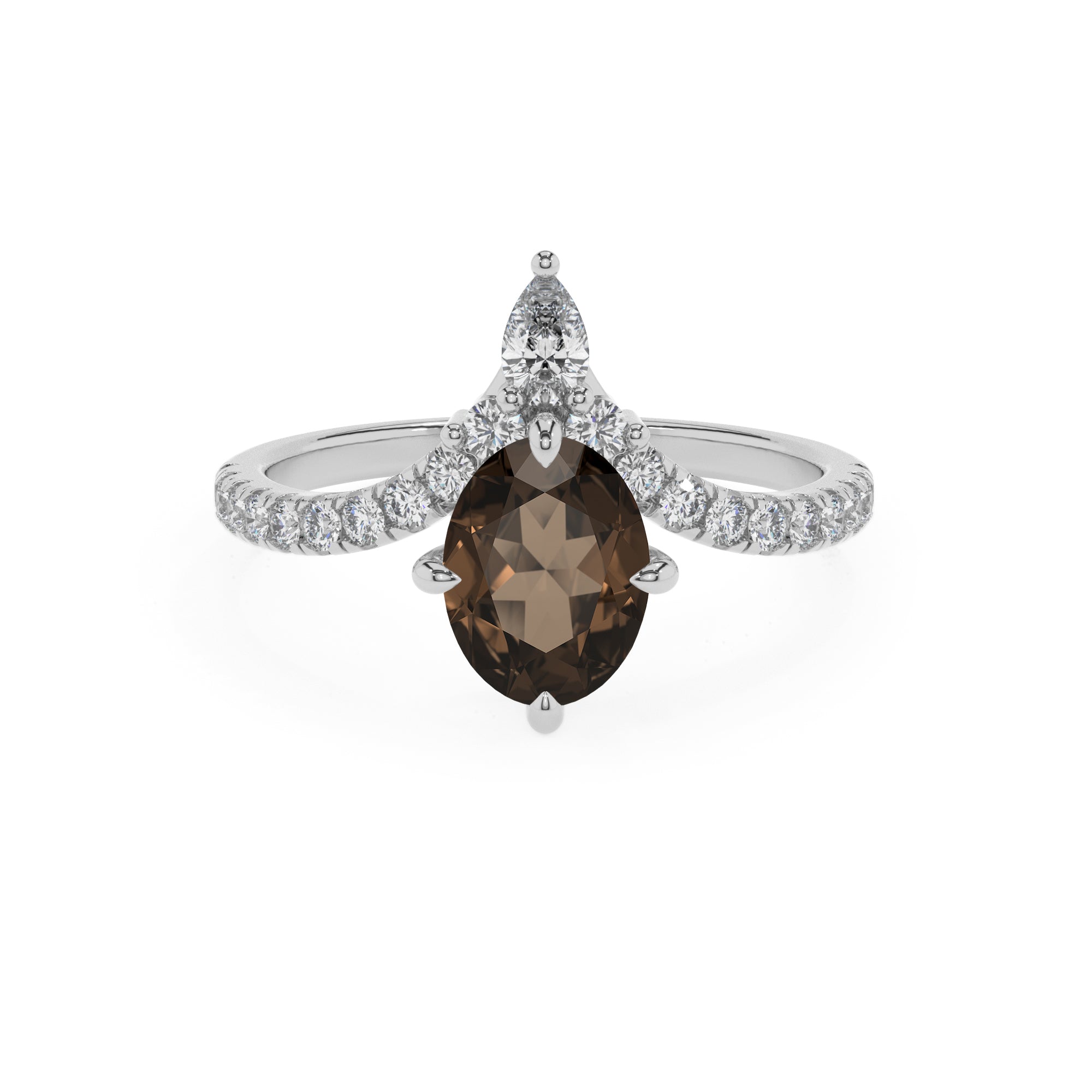 natural smoky-quartz oval solitaire engagement ring