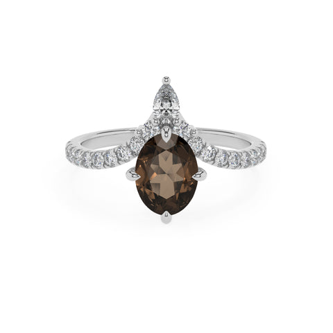 natural smoky-quartz oval solitaire engagement ring