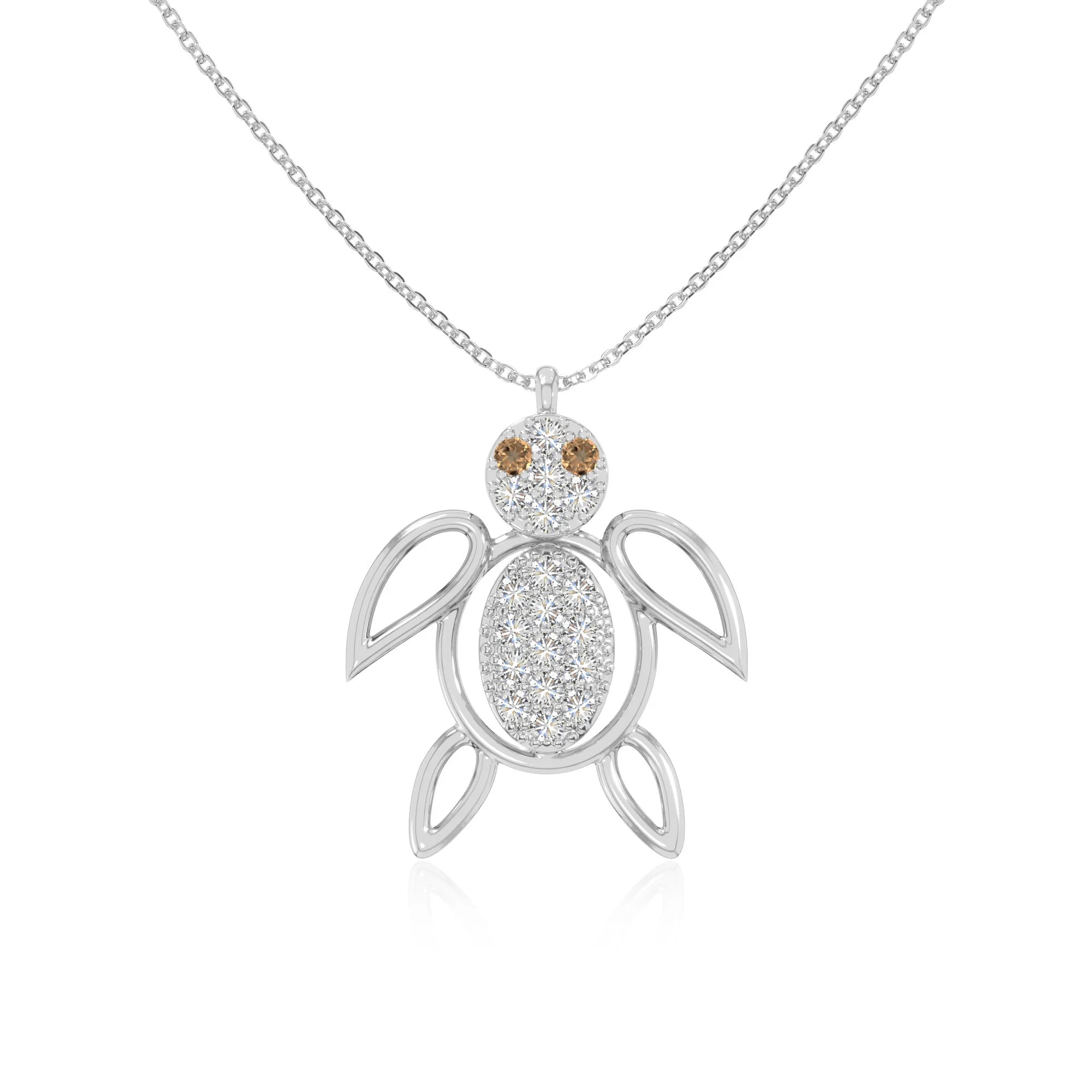 natural citrine turtle necklaces in sterling silver 